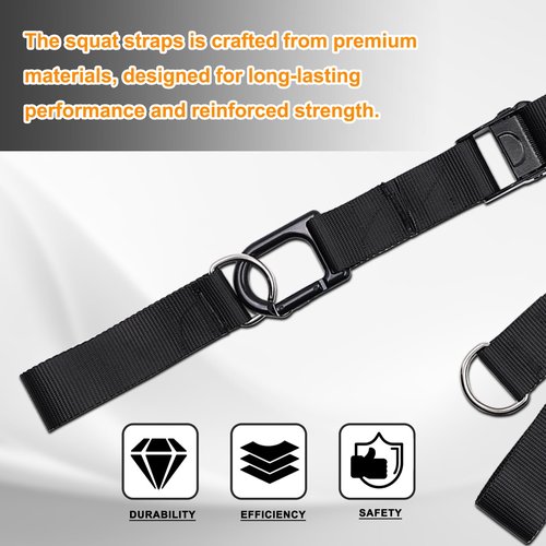 Adjustable Squat Bar Extension Straps – High - Strength Tear - Resistant Fitness Straps Compatible with Home Gym Cable Machines Ideal for Squats & Leg Workouts Secure Metal Buckles Easy Installation