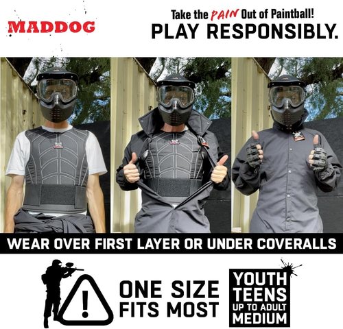 Maddog Sports Padded Chest Protector - Lightweight Impact Protection Vest | Adjustable Waist Straps - One Size Fits Most for Youth & Adults