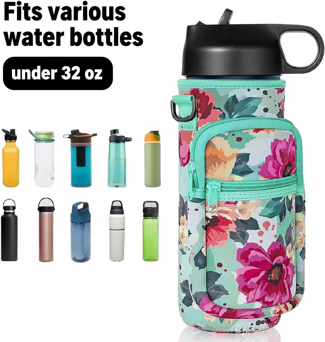 Skiennix Insulated Water Bottle Holder - Crossbody Sling Bag with Phone Pocket for Hiking & Camping
