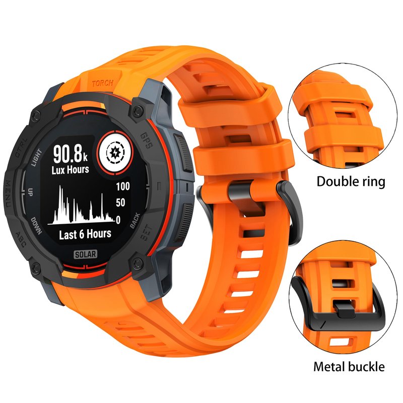 WUWOCJ Soft Silicone Strap Replacement Band 22mm Compatible for Garmin Instinct 3 45mm (Orange)