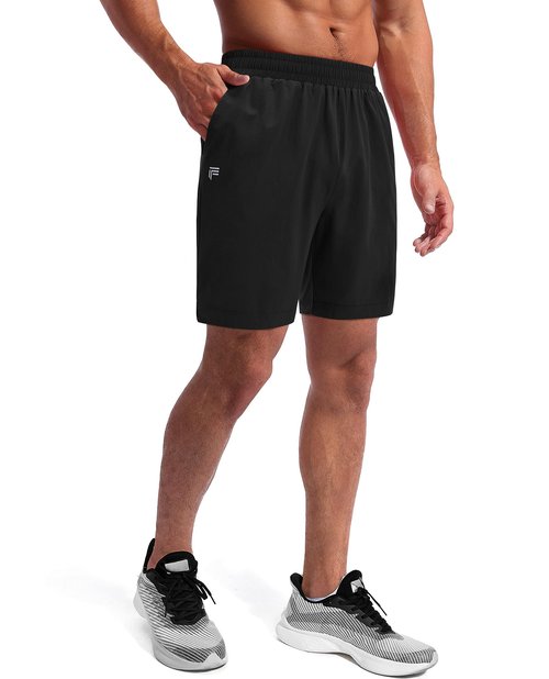 FOGFIRE Running Shorts for Men 2 in 1 Linner Quick Dry Athletic Gym Workout Tennis Shorts with Phone Pockets-Black M