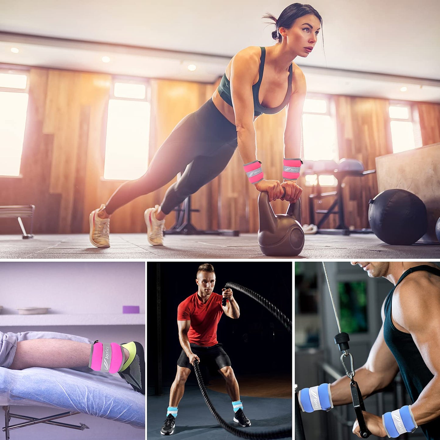 Ankle Weights, Wrist Leg Arm Weights for Women Men with Adjustable Straps, A Pair of 8LBS(4LB Each Weight) Strength Training Weighted for Jogging, Running, Walking, Fitness, Gym Workout, Red
