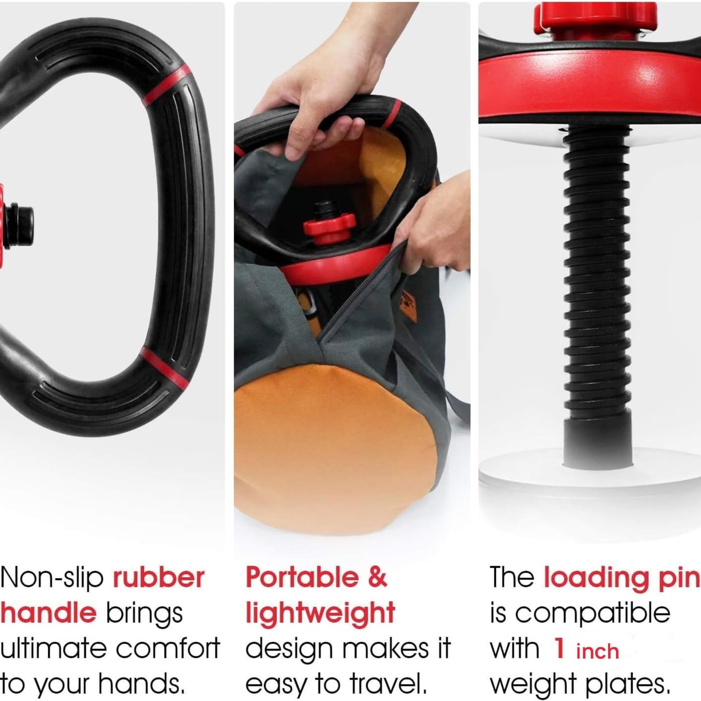 Yes4All Comfortable Grip Adjustable Kettlebell Handle Converter for 1 inch Weight Plates - Pair