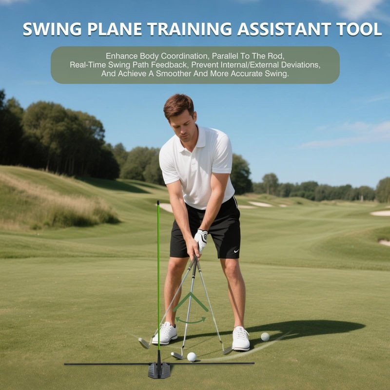 tzvvi Golf Alignment Stick Holder, Golf Training Aid Teaching Equipment for Aiming, for Putting, Aiming, Full Swing Trainer, Posture Corrector, Golf Swing Trainer with Metal Sticks #G