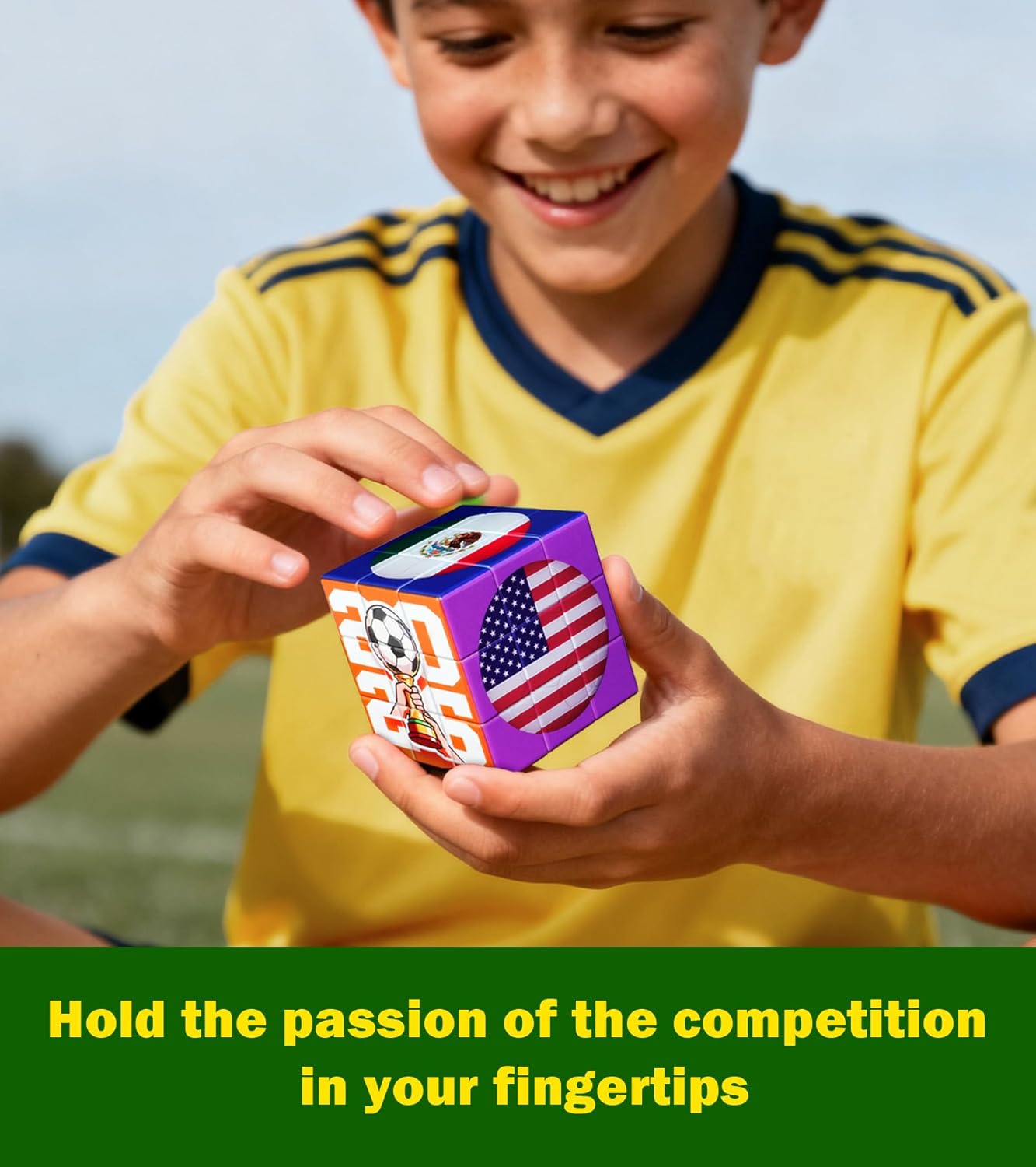 World Soccer Cup 2026 Themed 3x3 Cube Puzzle - Fun Brain Teaser for Sports Fans & Decor