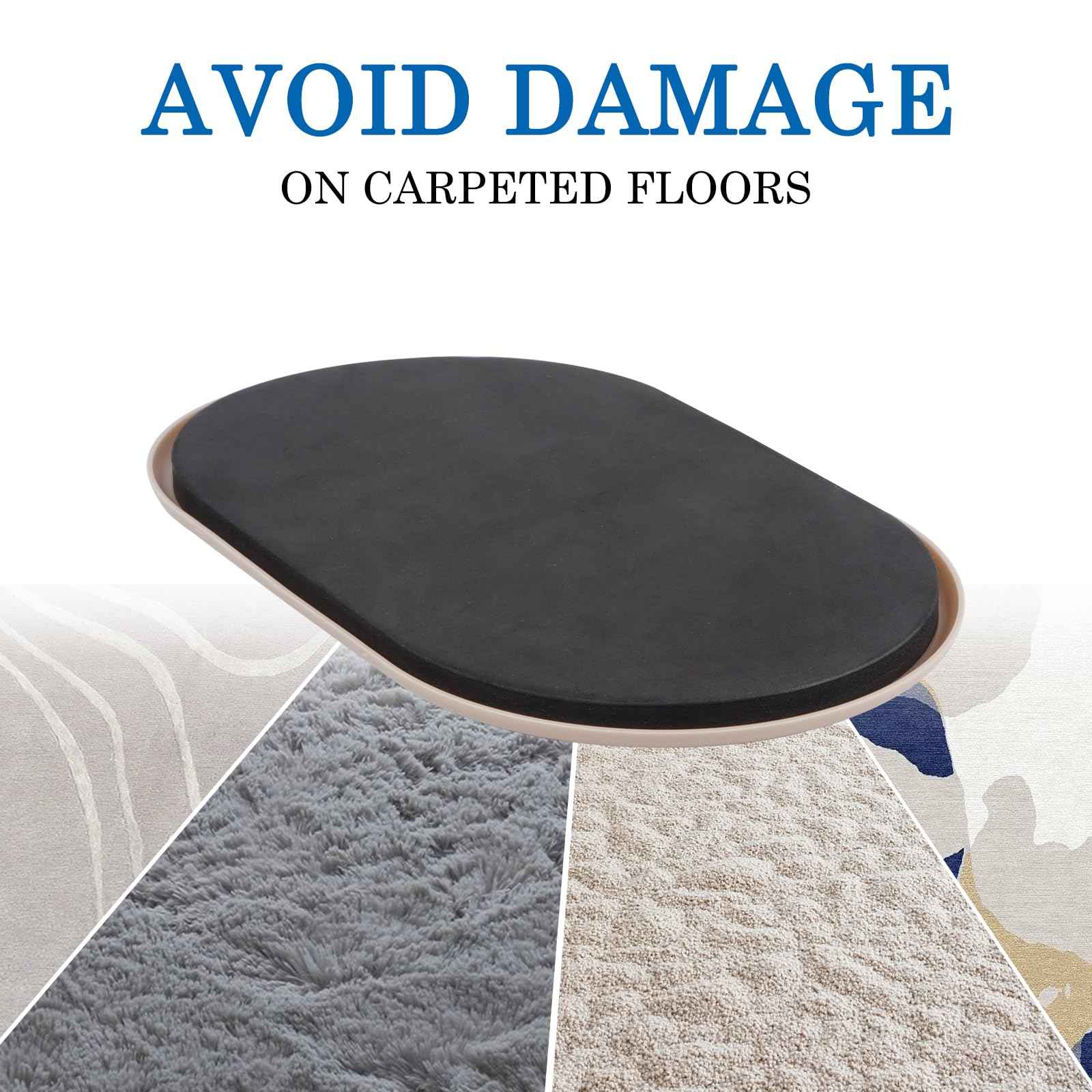 Kayzn 8 Pack Furniture Sliders, 9-1/2" x 5-3/4" Large Furniture Sliders for Carpeted Floors, Reusable Moving Pads Sliders for Heavy Furniture - Effortless Moving and Surface Protection