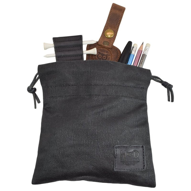 Hide & Drink, Golf Valuables Field Pouch Handmade from Waxed Canvas (Charcoal Black)
