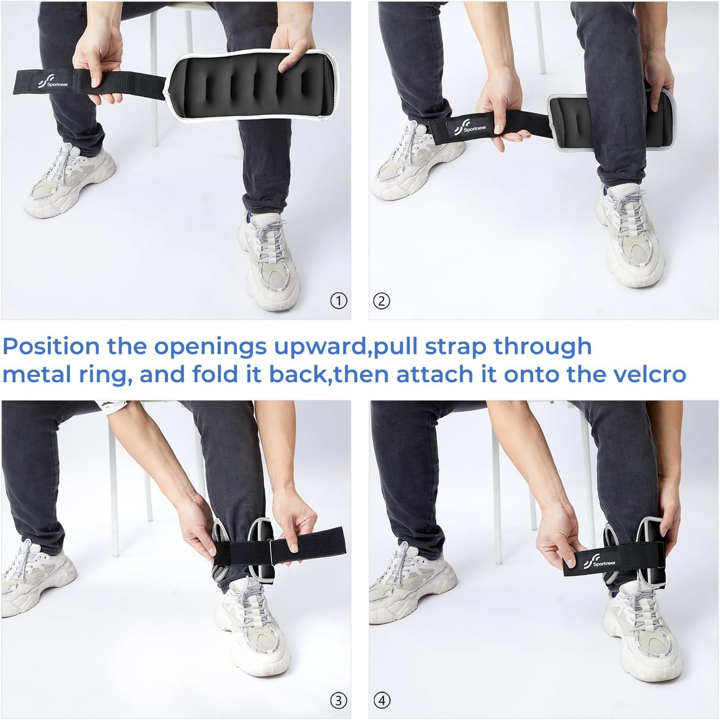 Sportneer Ankle Weights - Adjustable 1/2/4/6/10 LBS for Men, Women & Kids | Reflective Strips for Enhanced Fitness