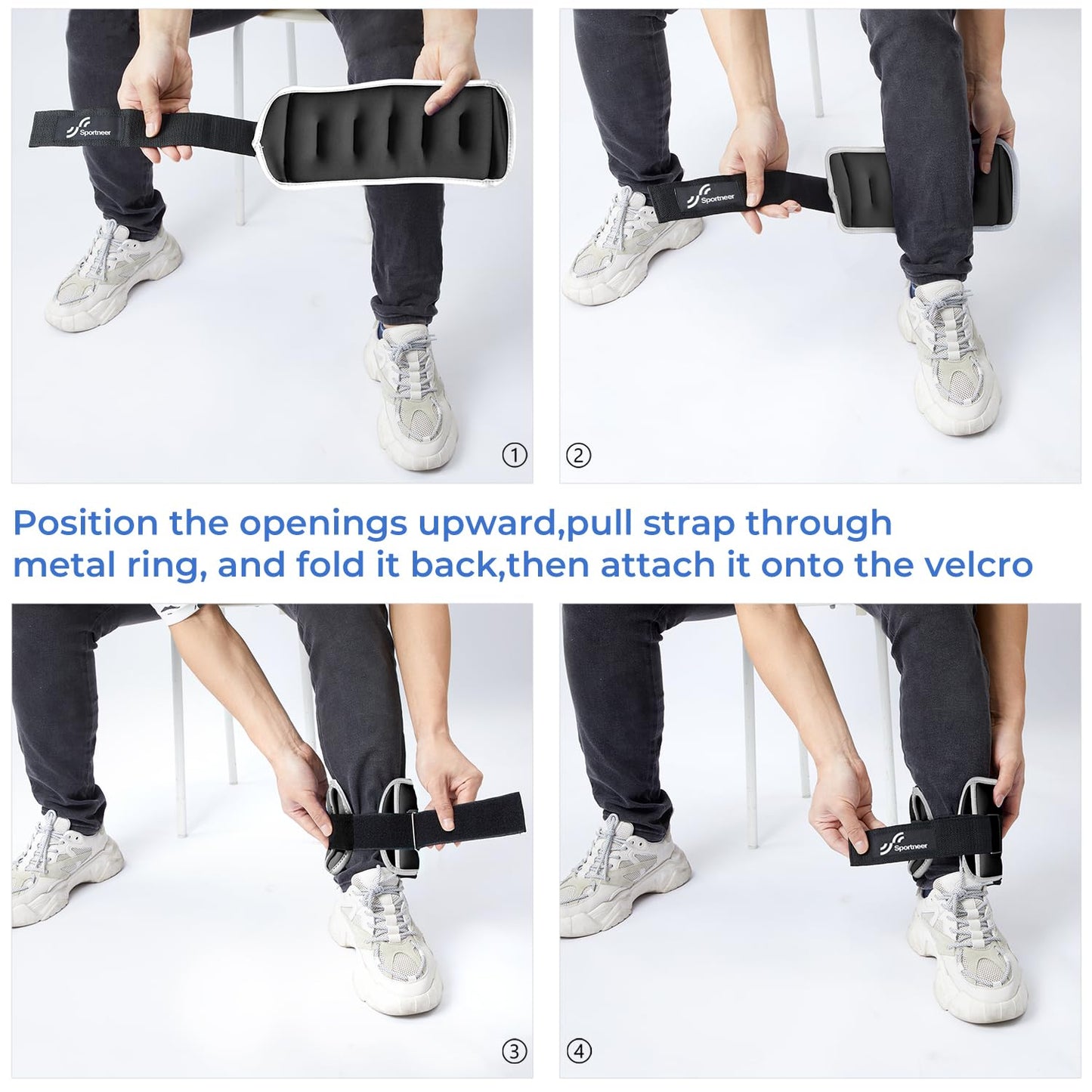 Sportneer Ankle & Wrist Weights with Reflective Straps for Women, Men & Kids – Weighted Weights for Strength Training, Walking, Running, Pilates, Physical Therapy, Leg & Arm Workouts, 5 lbs per weight, A Pair of 10 lbs