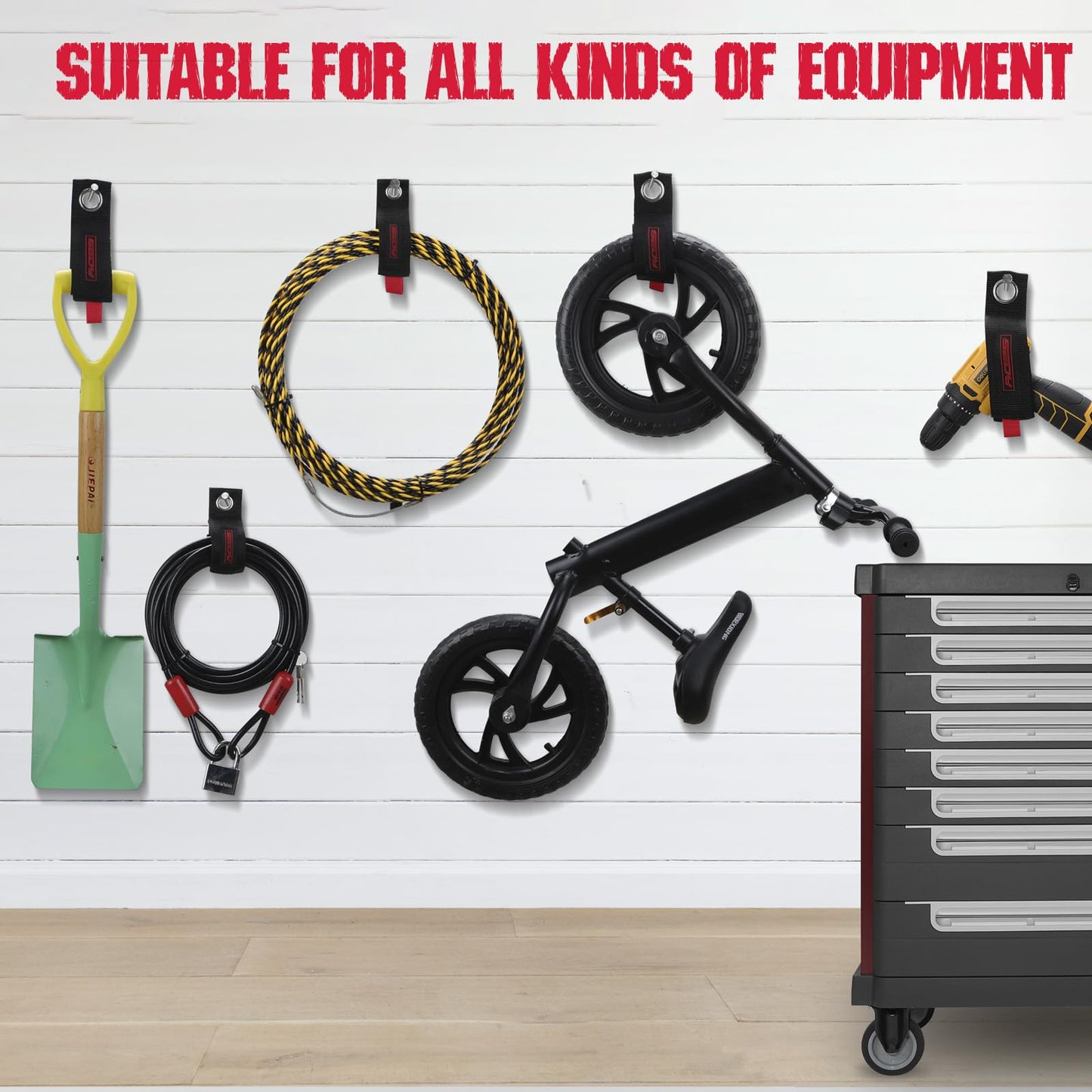 6 Pack Heavy Duty Large Storage Straps, 13", 10", 17" Reusable Cable Ties with Carry Handle, Cord Organizer Loop Hangers for Extension Cords, Hoses, Power Cables, and Ropes