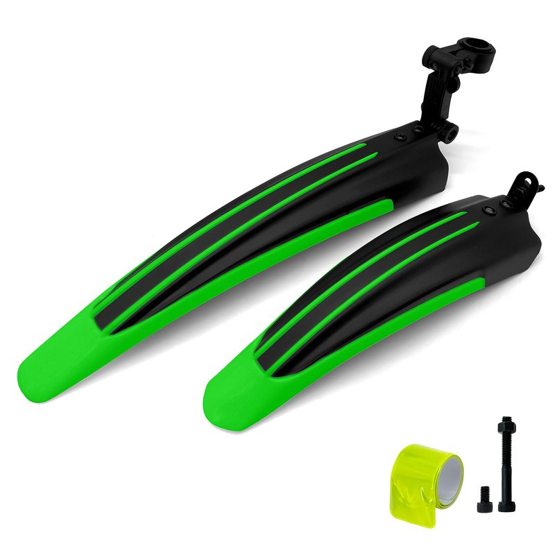 Silfrae Adjustable Standard 26 inch Mountain Bike Splash Guard Bike Fenders Set Front and Rear (G reen)