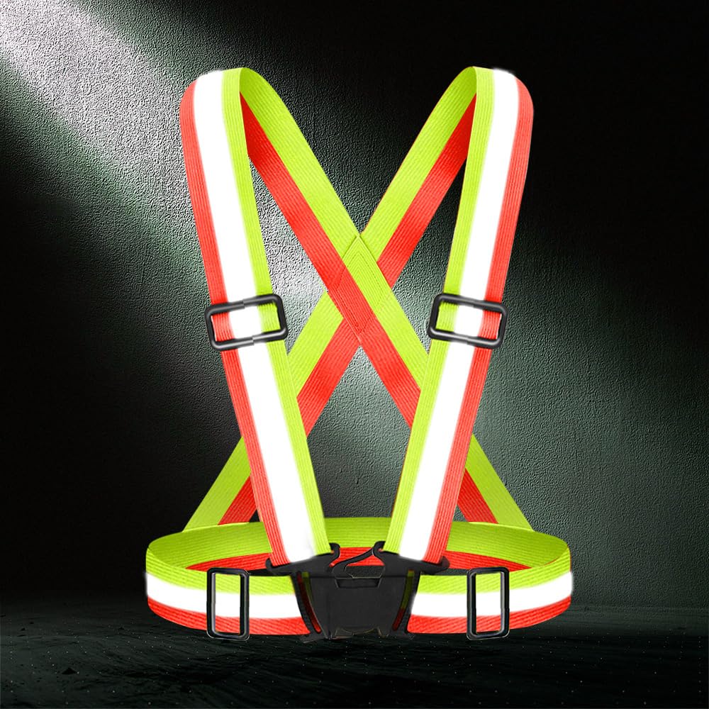 Fepdiu Running Reflective Vest for Women Walking at Night,2Pack Jogging Safety Vest with 360° Visibility Reflector Strap(2 Pack Black)