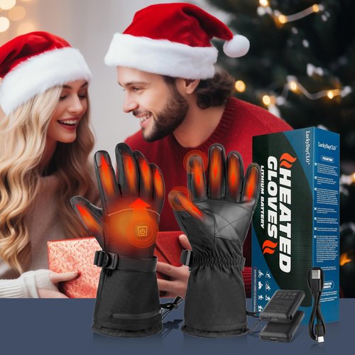 Heated Gloves 5V 6000mAh for Men Women- Rechargeable Heated Gloves with Finger & Handback Warming, Waterproof Thermal Electric Heating Gloves for Sports Cycling,Hiking,Hunting, Outdoor Work