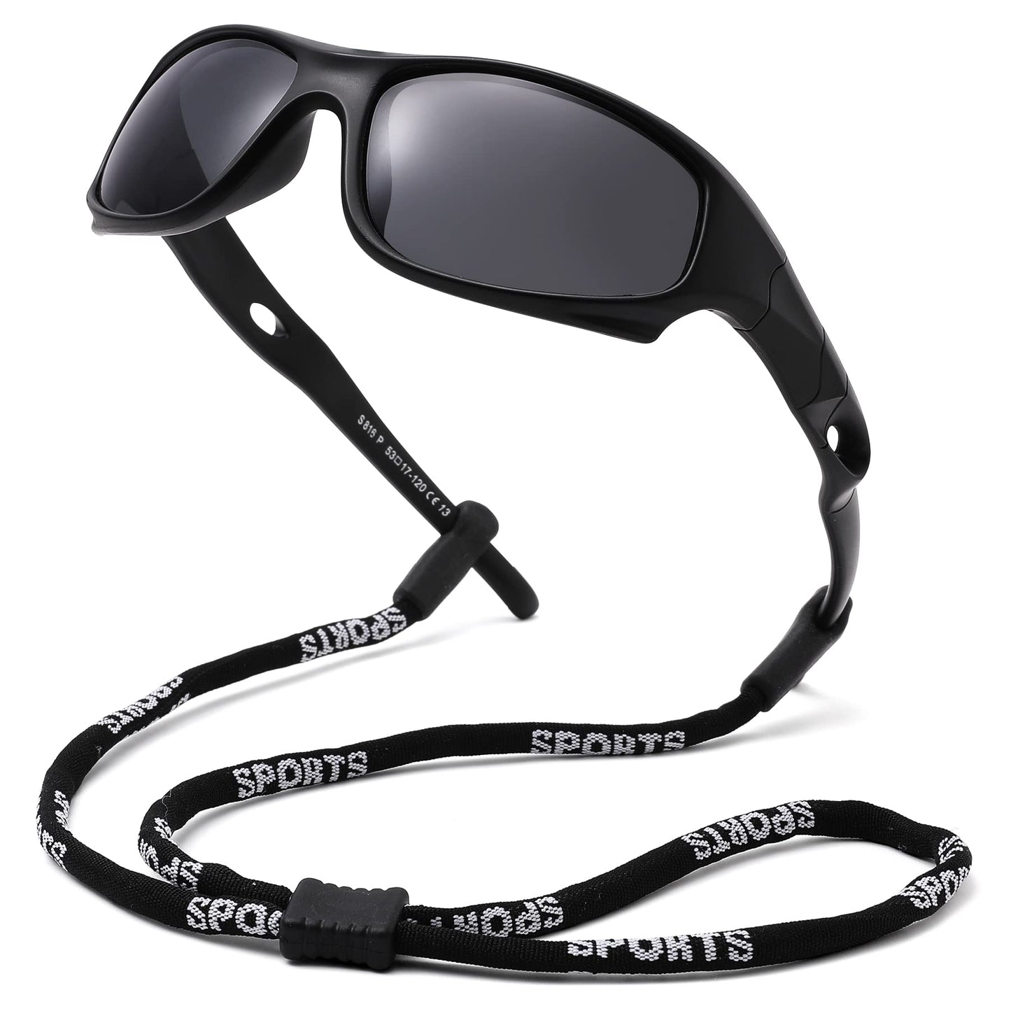 Pro Acme TR90 Unbreakable Polarized Sports Sunglasses for toddle kids Boys and Girls Children Youth Sunglasses With Strap for Age 3-12 (Blue/Sky Blue + Black/Green Mirrored+Matte Black)