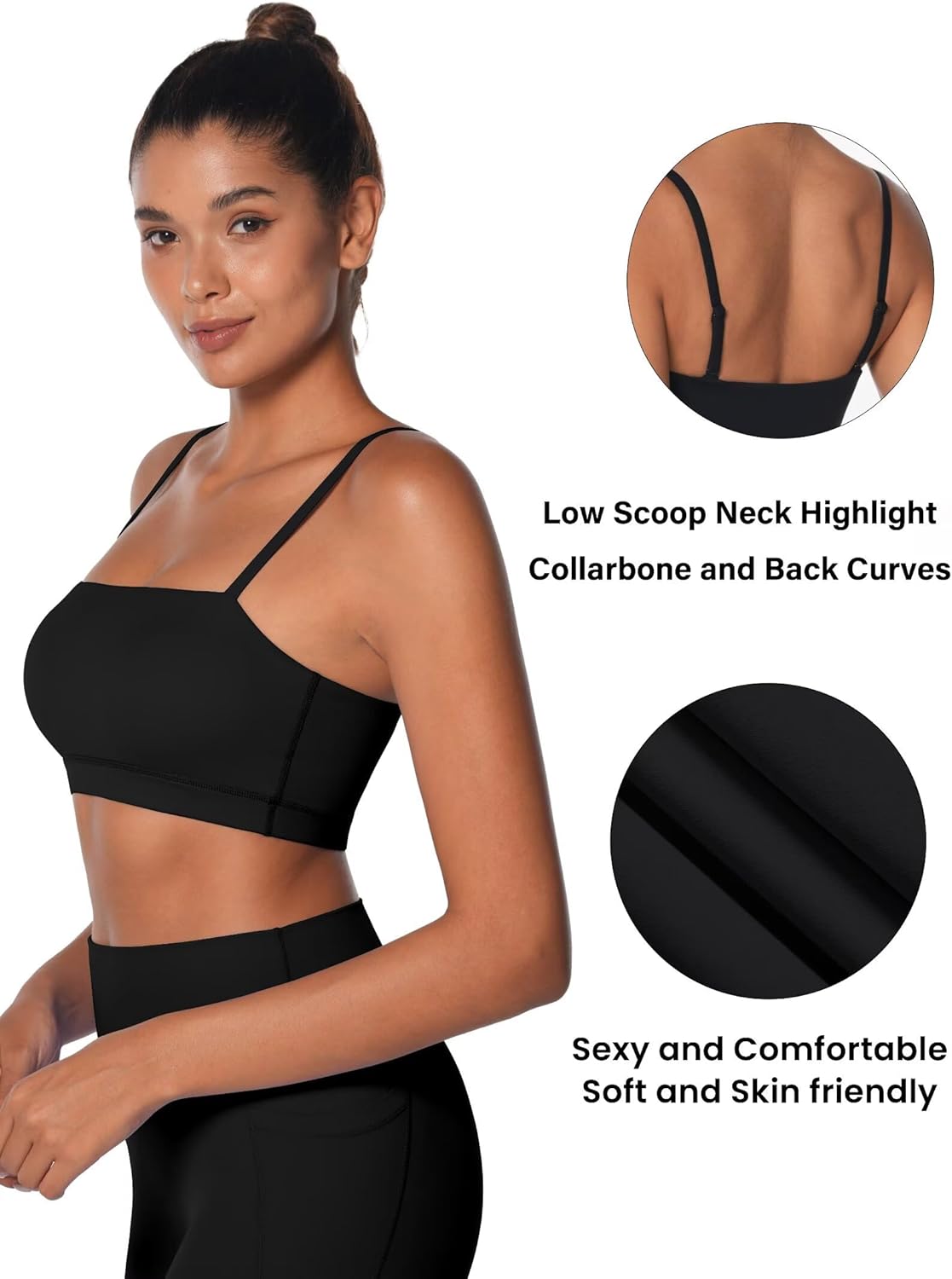 Sunzel Women's Sports Bra - Buttery Soft Wireless Crop Top with Adjustable Straps | Low Impact Yoga & Gym Wear