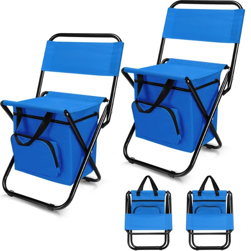 Jerify 2 Pcs Fishing Chair with Cooler Bag Multi-Function Foldable Compact Fishing Stool Hunting Chair Portable Backrest Stool with Folding Backpack for Finishing Camping Hunting Travel(Camo Color)