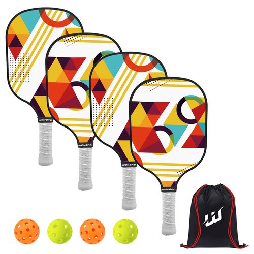 DUJORM Pickleball Set with 4 Premium Wood Paddles, Cushion Comfort Grip, 4 Pickleball Balls & Carry Bag, USAPA Approved Pickle Ball Paddle Set for Men Women
