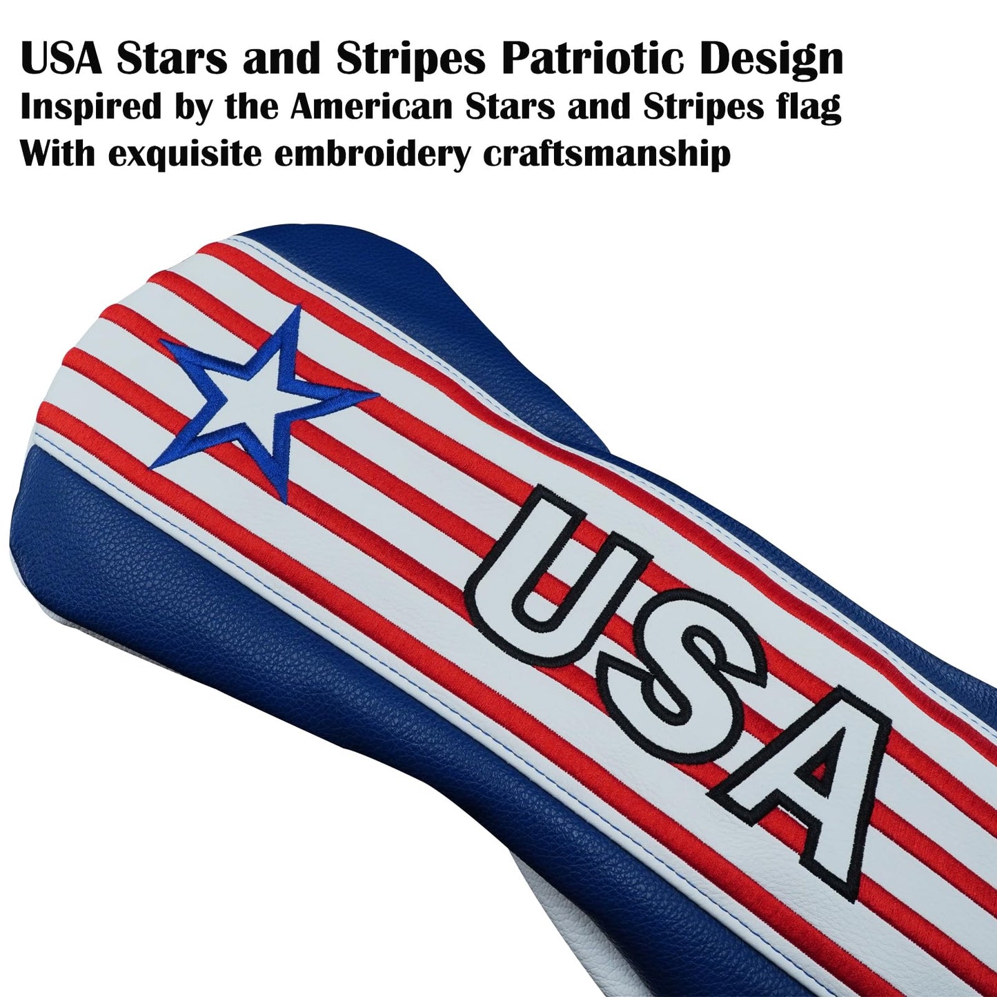 Gbourly Golf Club Driver Head Cover USA Stars and Stripes Flag PU Leather Headcover