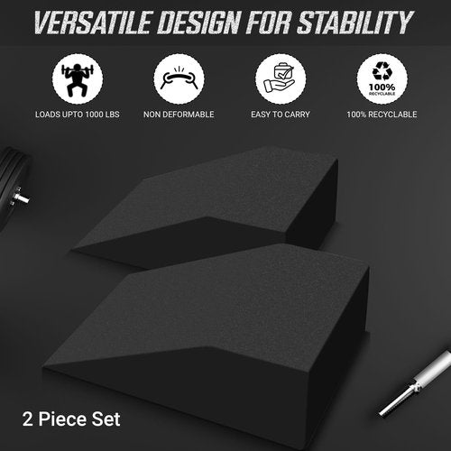 2 pack Squat Wedge Block for Heel Elevated Squat Weightlifting Calf Stretcher Slant Board for Mobility Balance and Strength Performance