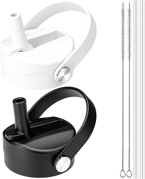 Hydro Flask Straw Lid - Replacement Cap for Wide Mouth Bottles | Fits 12-40 oz - Black/White