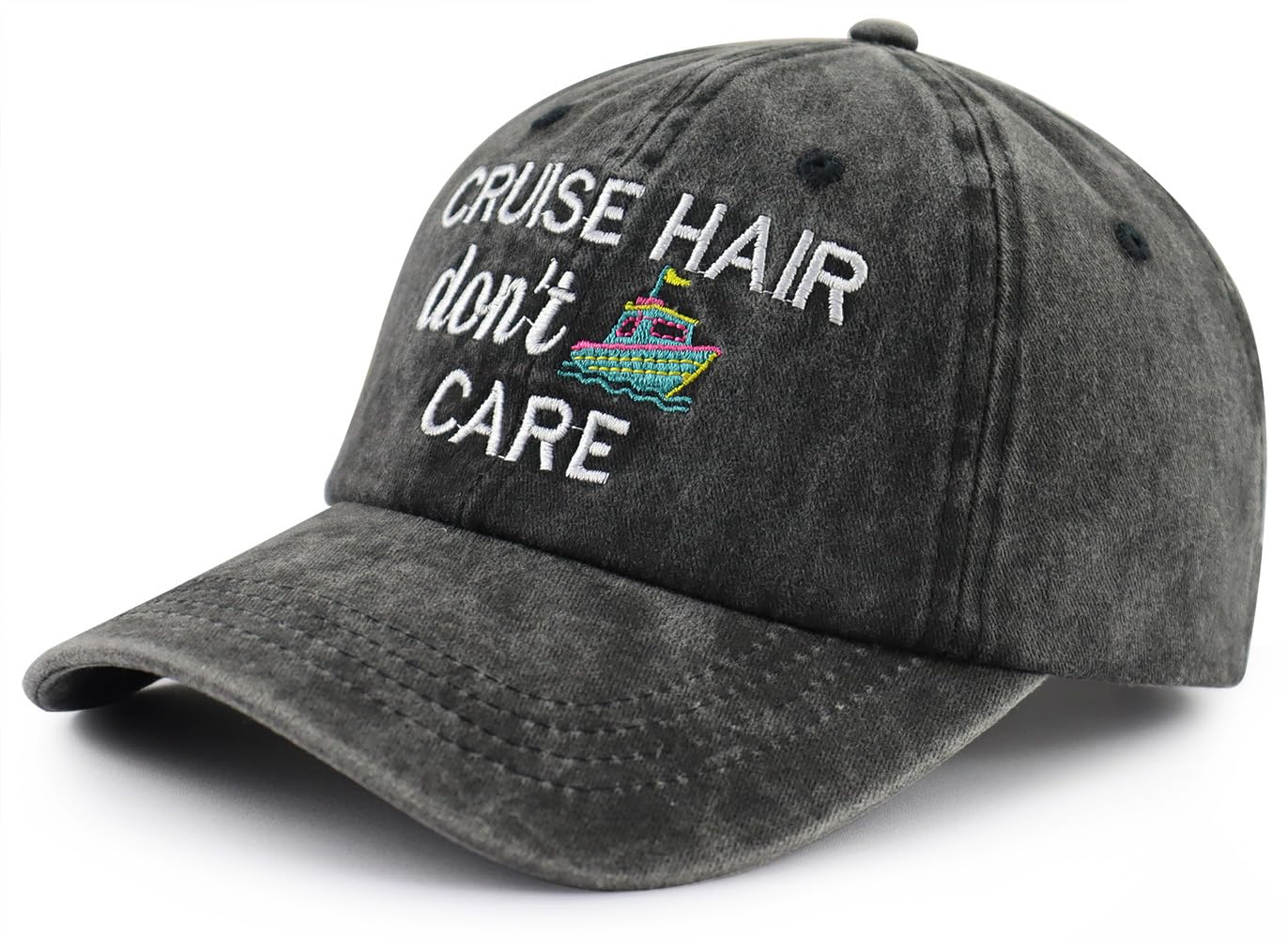 VIPCapz Cruise Hats for Women Men, Boat Accessories Captain Hat, Nautical Decor Baseball Cap, Christmas Birthday Cruise Gifts for Boater Sailor Skipper Friend Black