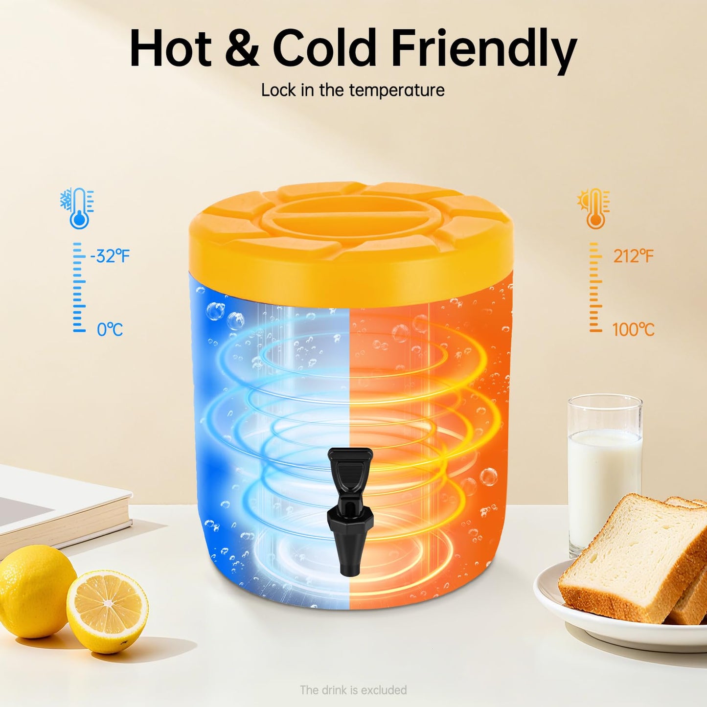 3 Gallon Insulated Beverage Dispenser, Stainless Steel Commercial Drink Dispenser with Spigot, 24H Hot/Cold Thermal Carafe for Coffee, Tea, Water, Parties, Blue