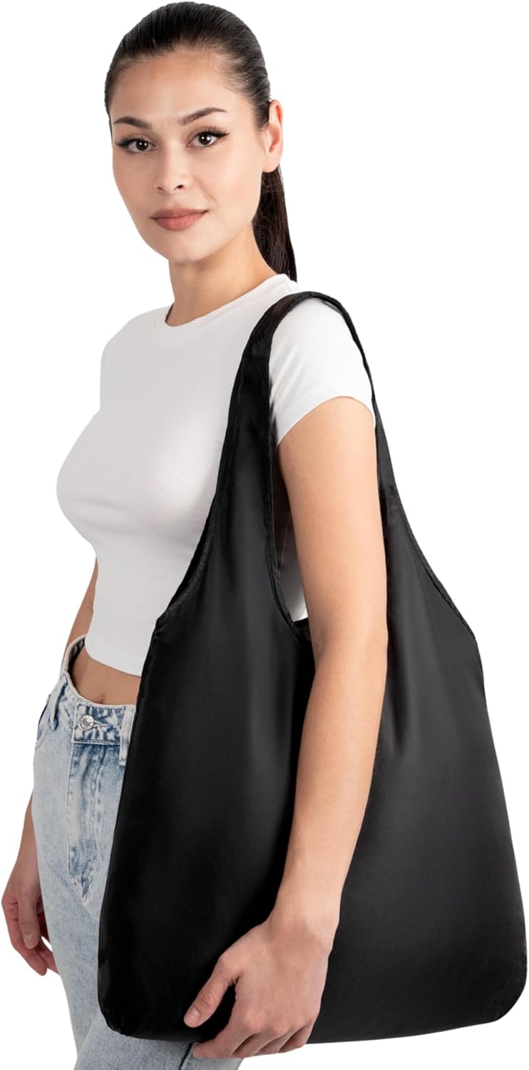 Nanobag Ultralight Tote - Heavy Duty Foldable Reusable Grocery & Travel Bag | XL Compact Black