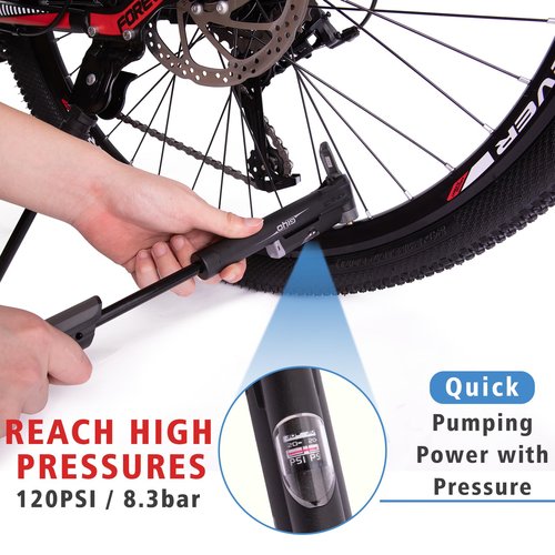 GIYO Mini Bike Pump, Portable Compact Bicycle Pump with Pressure Gauge, Tire Repair Kit, Perfect for Presta & Schrader Frame Mount for Road, Mountain & BMX Cycling, Ball Pump with Needle 120 PSI