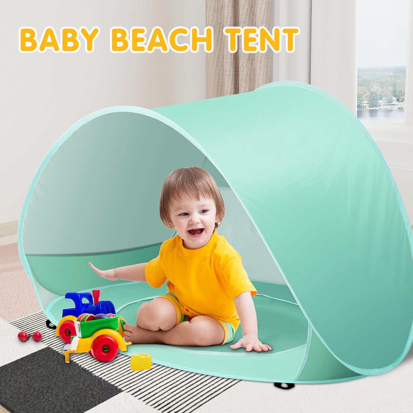 Kapeazo Baby Beach Tent with Pool, Portable UV Protection Sun Shelter for Infant, Pop Up Instant Beach Tent for Baby