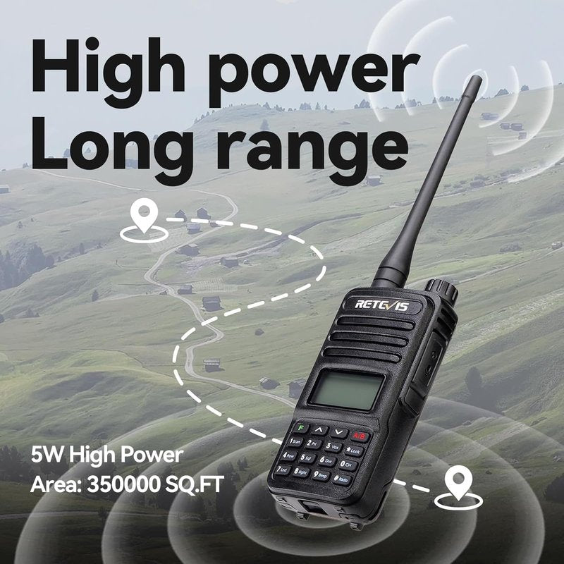 Retevis RT85 2 Way Radio Long Range with Mic, Dual Band Two Way Radio Handheld, LCD Display, Durable,SOS Siren, Flashlight, Profession Walkie Talkies for Security Hotel Business Survival(4 Pack)