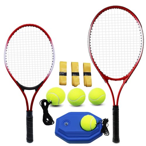 Magicorange Kids Tennis Rackets, Tennis Racket Set of 2 Players Tennis Training Equipment for Parent-Child Activities with Trainer Rebound Balls(Red)