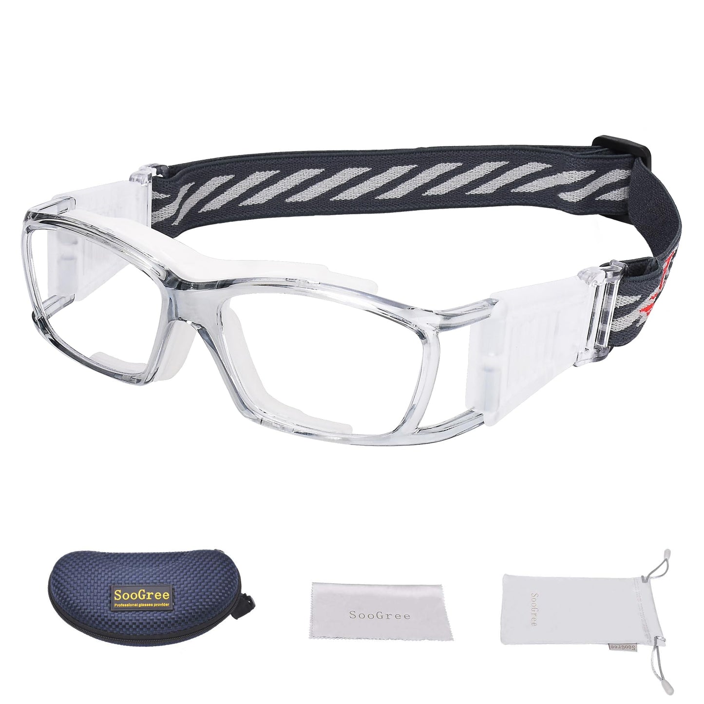 SooGree Sport Goggles for Mens,Basketball Soccer Football Racquetball Protective Eyewear Safety Goggles Lens Replaceable (G8015 Grat frame Whate pads)