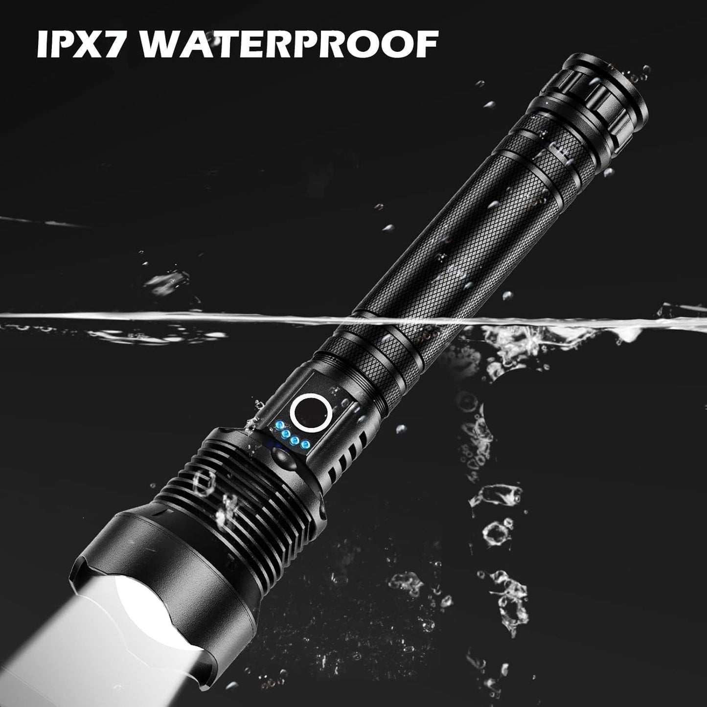 90,000 Lumens Rechargeable LED Flashlight - Super Bright, 5 Modes, Waterproof for Camping & Hiking