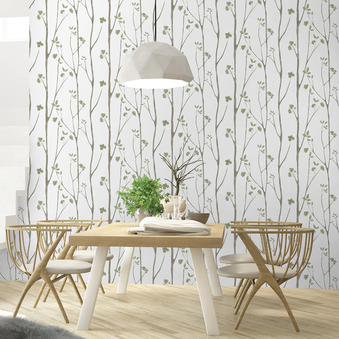 Timeet Floral Wallpaper Peel and Stick Green Leaf Contact Paper Boho Flower Wall Paper Self Adhesive Removable Decoral Bedroom Living Room Walls 16"x118"