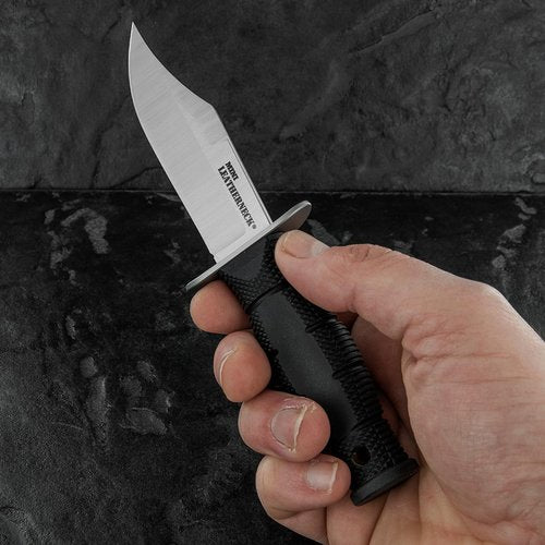 Cold Steel Mini Leatherneck Clip Point Compact Lightweight 3.5" 8CR13MOV Steel Fixed Blade Outdoor Hunting Utility Knife, 3.25" Textured Ergonomic Kray-Ex Handle, Secure-Ex Sheath