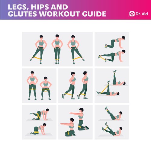 Dr. Aid Fabric Resistance Bands for Women & Men – 4 Booty Bands Set (2 Sizes, 2 Tension Levels) – Non-Slip, Non-Curl, Tear-Resistant, Extra Stretchy Workout Bands for Legs, Hips, Glutes & Butt