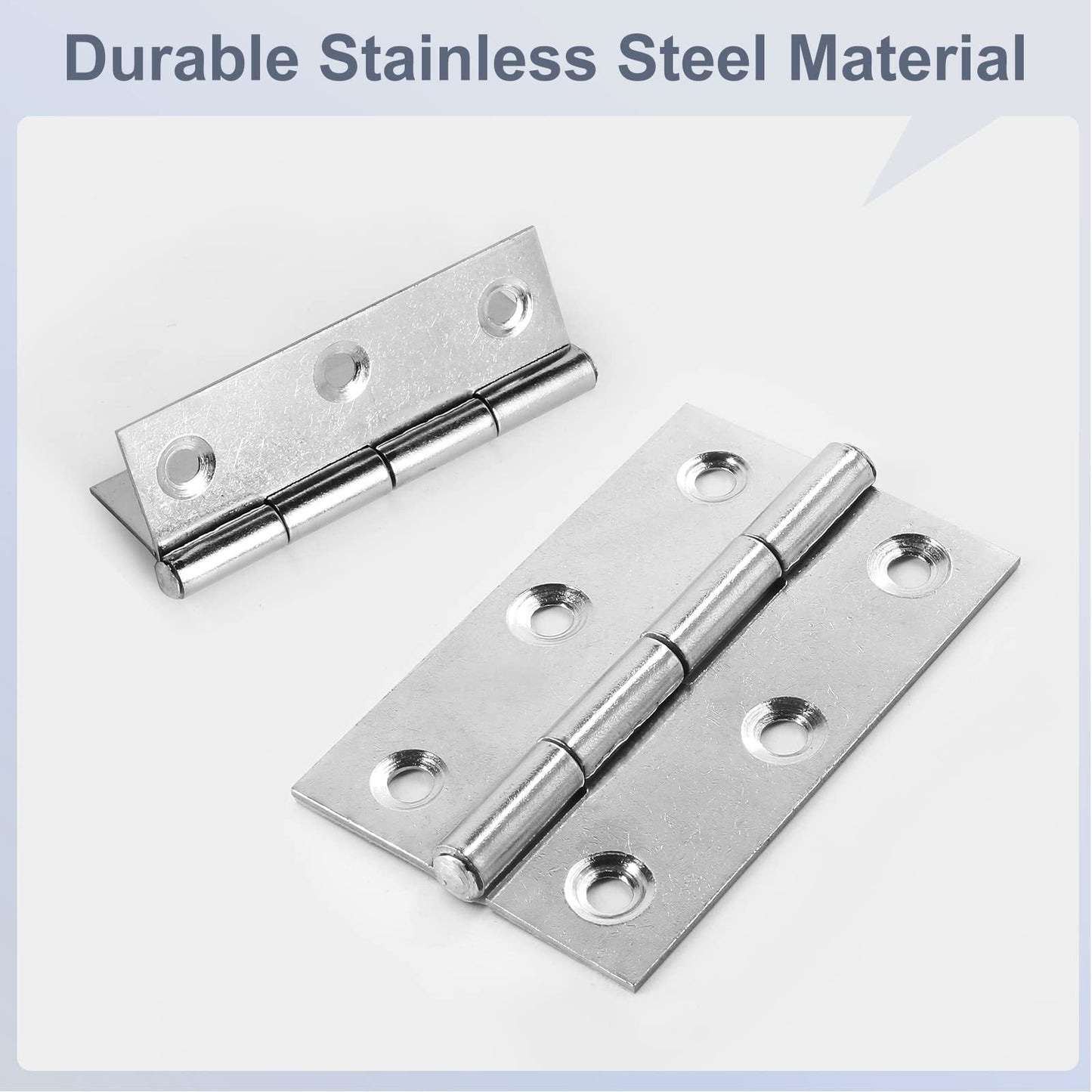 2-3/8" Door Hinge, Zernmiarder 12 Pcs Stainless Steel Butt Hinges, Silver Window Hinges, Interior and Outdoor Hinge with Screws, 60 x 38 x 1.2mm