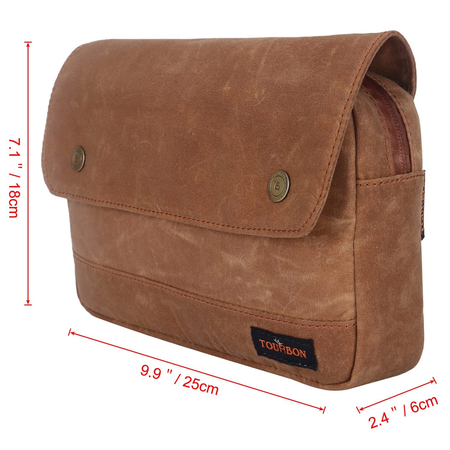 TOURBON Bike Bag Waxed Canvas Bicycle Handlebar Bag Zipper Closure Pouch Crossbar Front Frame Basket Cycling Saddebag Under Seat Strap-on Rear Rack Pannier (Khaki)