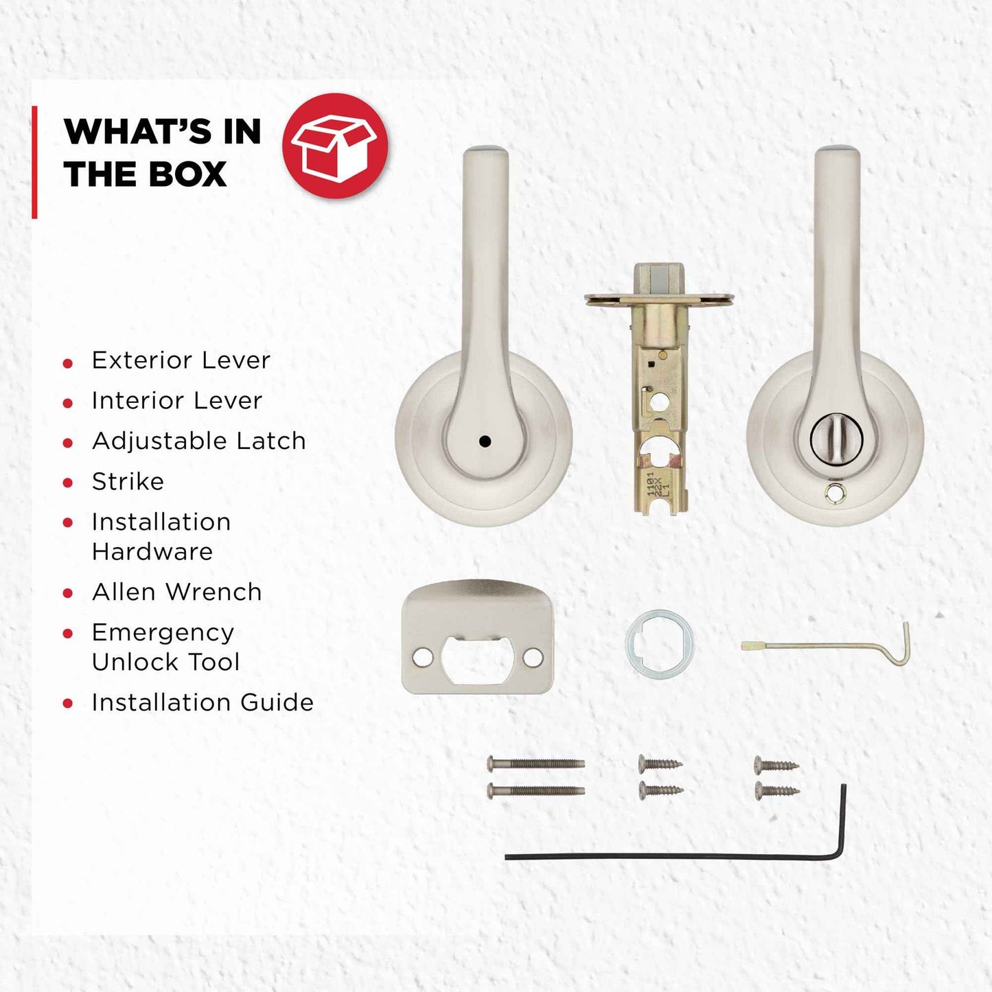 Kwikset Henley Interior Privacy Door Handle with Lock, Door Lever For Bathroom and Bedroom, Satin Nickel Reversible Keyless Turn Lock, with Microban Protection