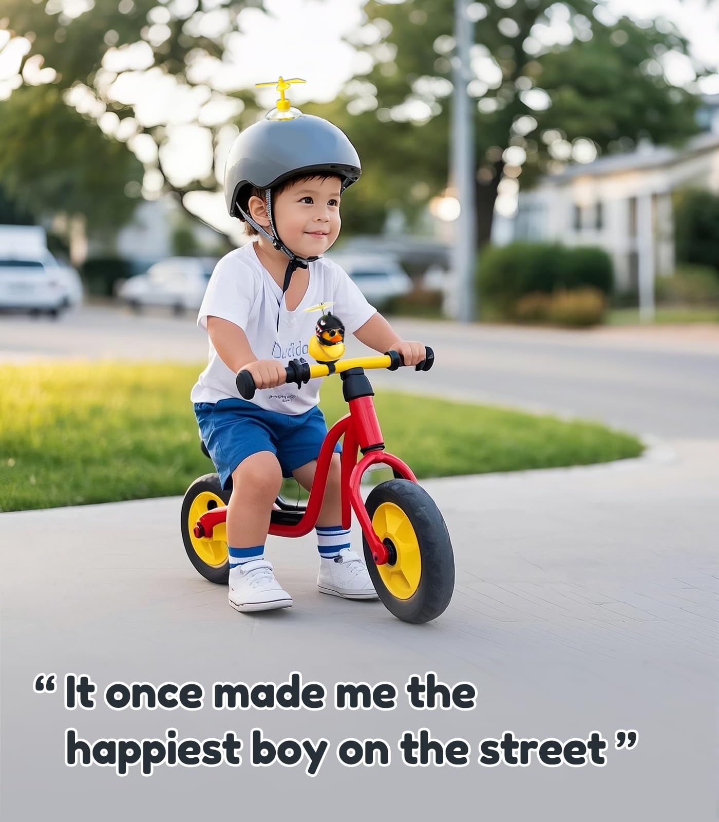 EMPATHECH Rubber Duck Bike Decorations Stable Clamp Mount Cute Duck Bike Bell Two Helmet Propeller Bike Accessories e Scooter Accessories Motorcycle Accessories Cycling Gifts Black Shark