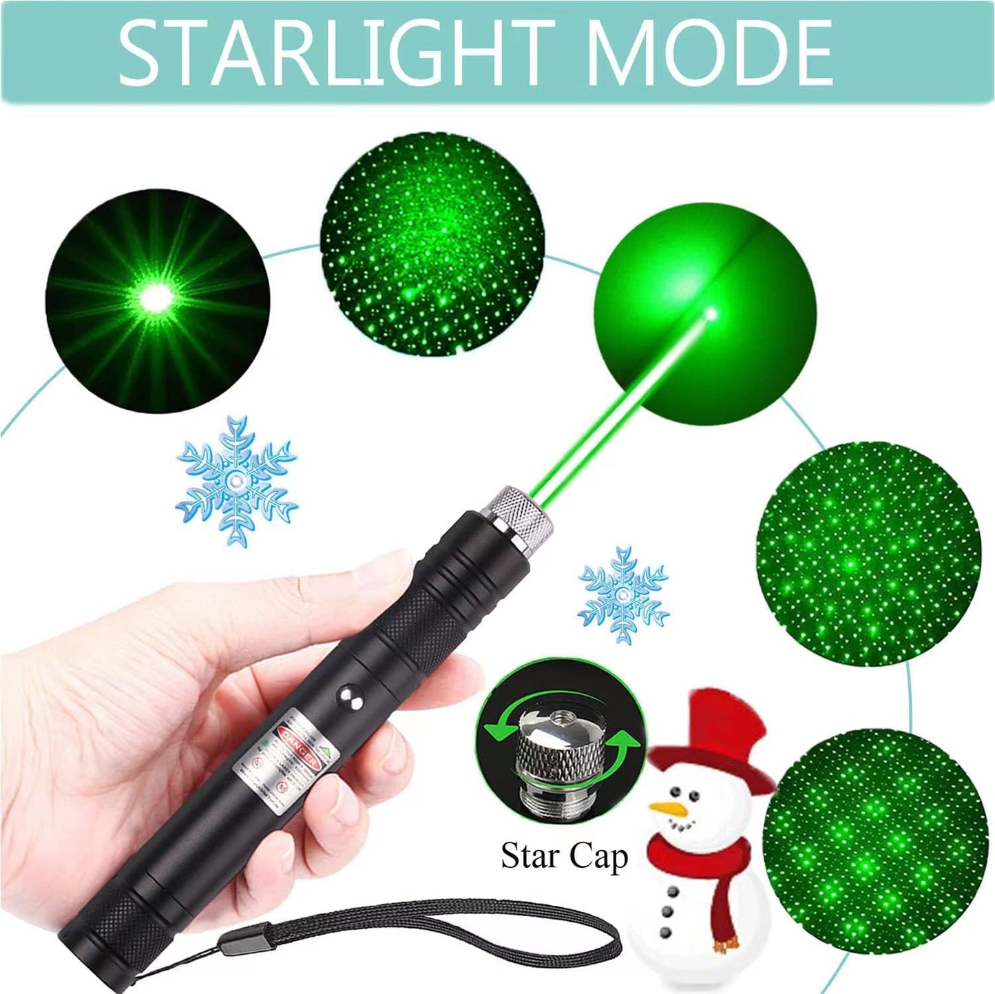 QUEOPFU Laser Pointer, Green Laser Pointer Indicator Light, Long Range Lazer Pointer for Hiking, USB Charge