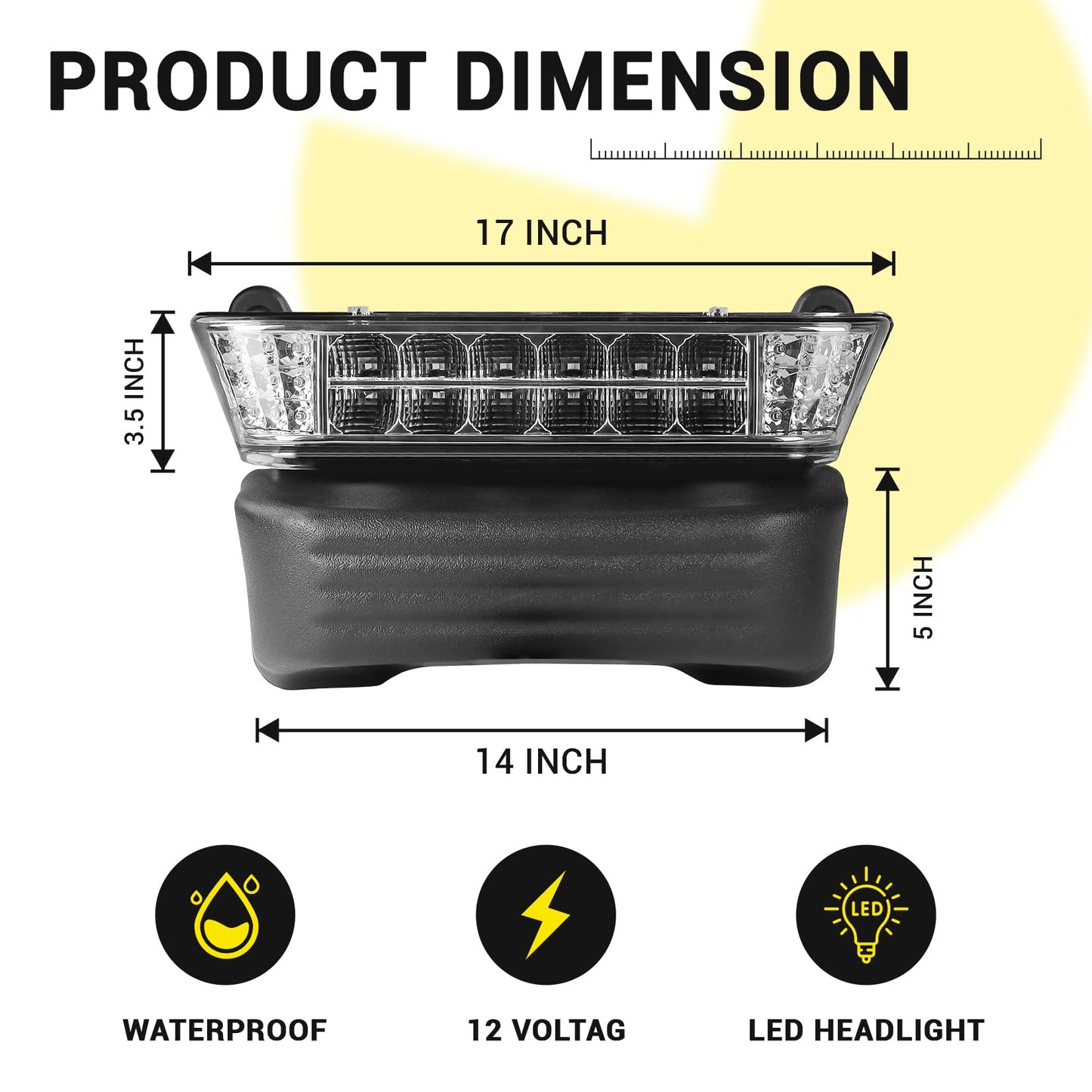 DRIVE UP Golf Cart LED Headlight, 12V Head Light with Bumper for Club Car Precedent 2004-Up Electric Models Replacement OEM 102524801 1025248-0