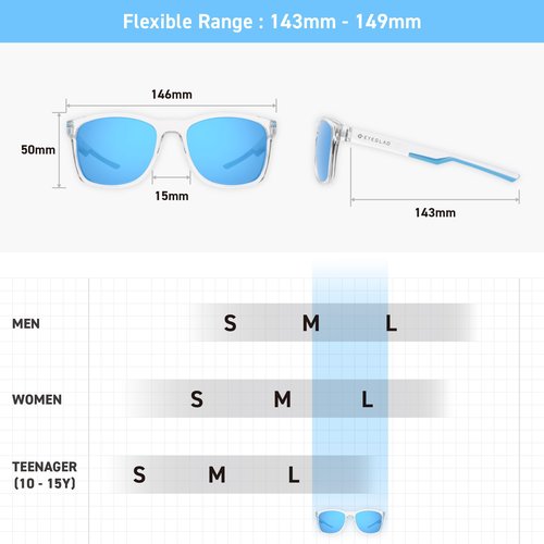 EYEGLAD SUNWAVE Ultra-lightweight Design Lifestyle Sunglasses Outdoor Fishing Polarized UV400 Men Women Running Sports (Wave Blue)