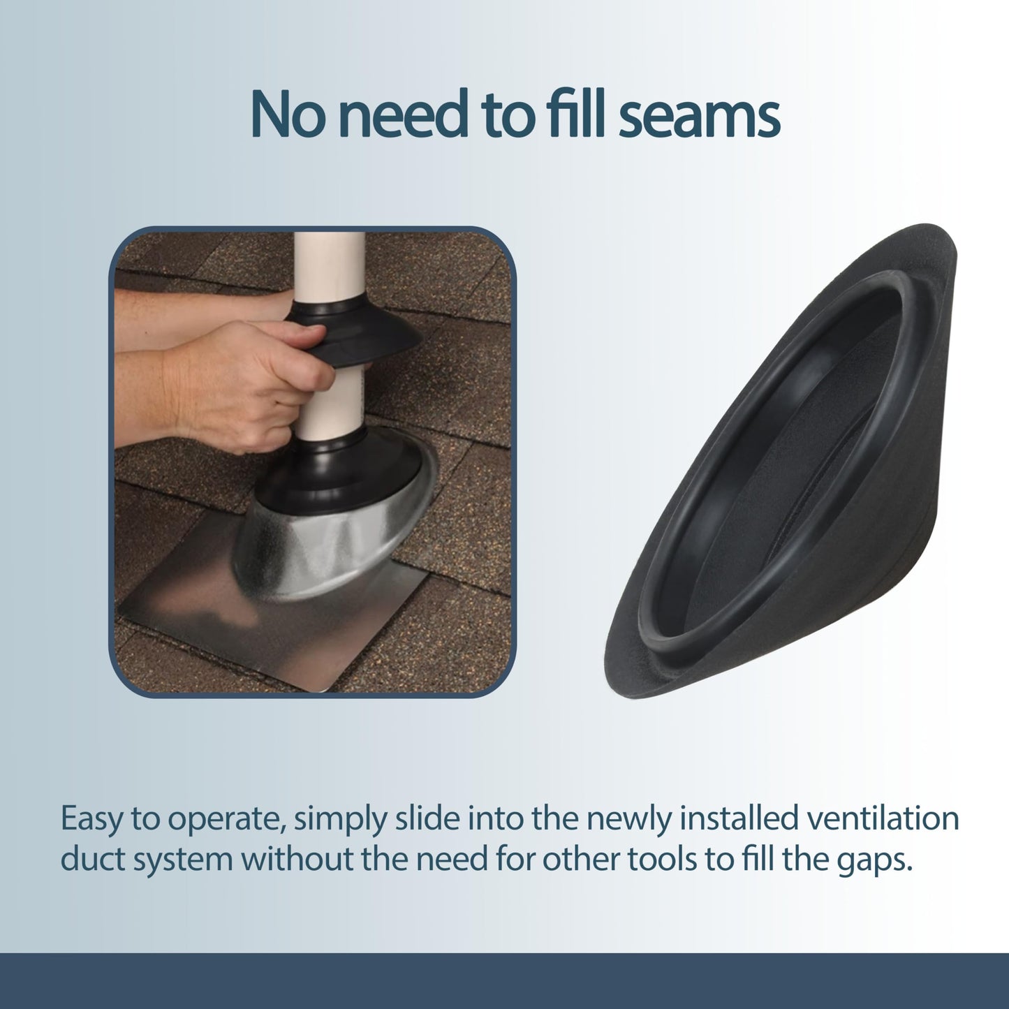 14136 Waterproof Rain Collar for No-Calk Roof Flashings - 1.5"-3" Adjustable Size, Black(14136-2Pcs)