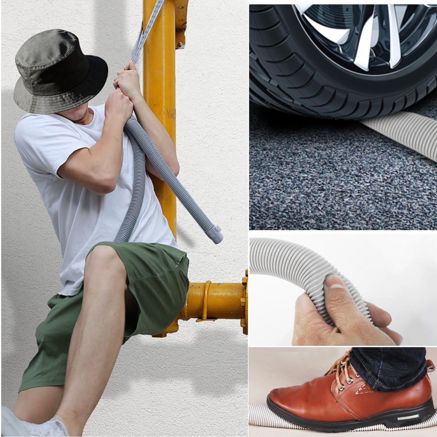 Elyfree Washing Machine Drain Hose, 6 Feet Universal Dishwasher Drain Hose Extension Kit Corrugated Washer Hoses, 7 PCS Set with 4 Clamps & 1 U-Bend Hose Holder