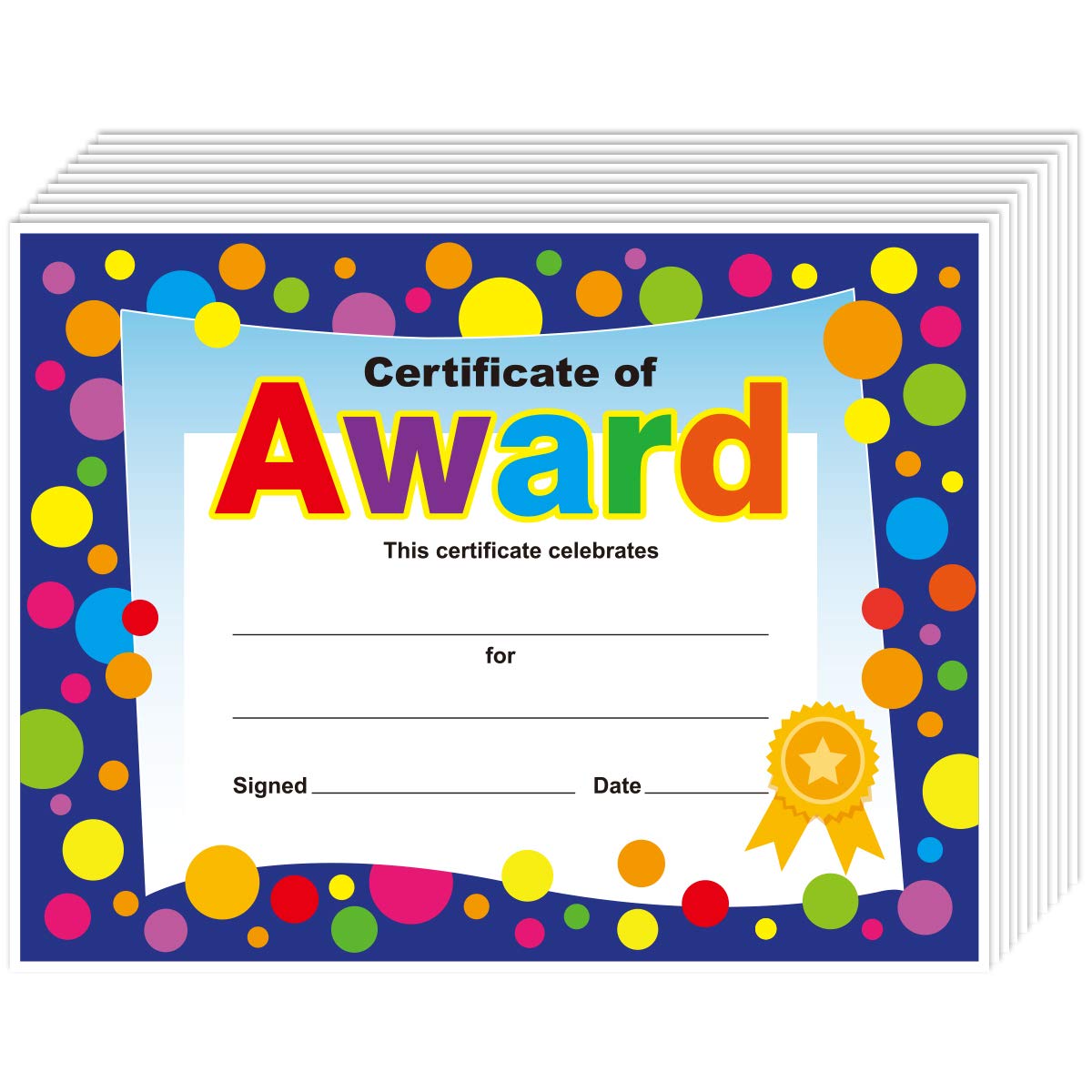 Yoklili 45-Pack Certificate of Award for Teachers Students Back to School Classroom Supplies, Printable, 8.5 x 11 Inches