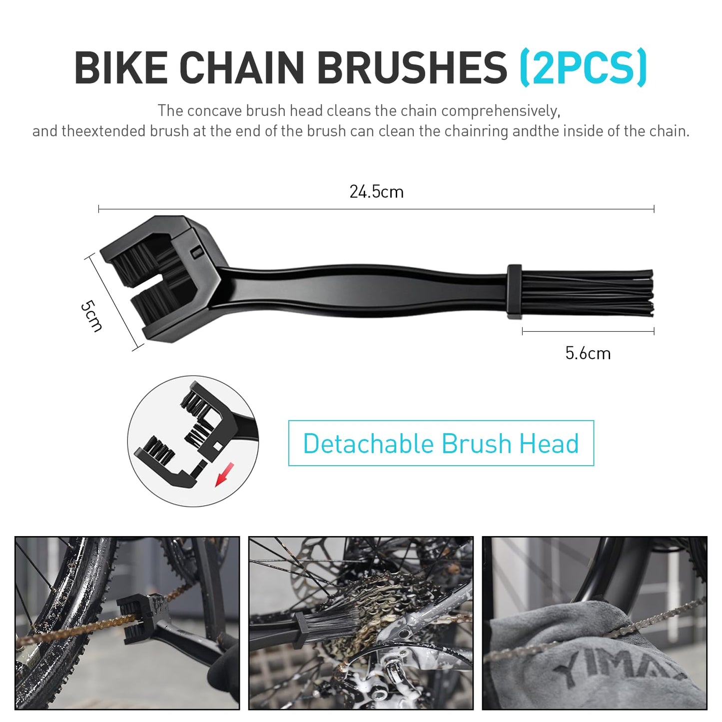 YIMAX Bike Cleaner, 500ML - Fast-Action, Biodegradable Bicycle Cleaning Spray 120ml Chain Lube Brushes And Sponge 8 In 1 Bicycle Cleaning Kit Safe on All Surfaces and Suitable for All Types of Bike.