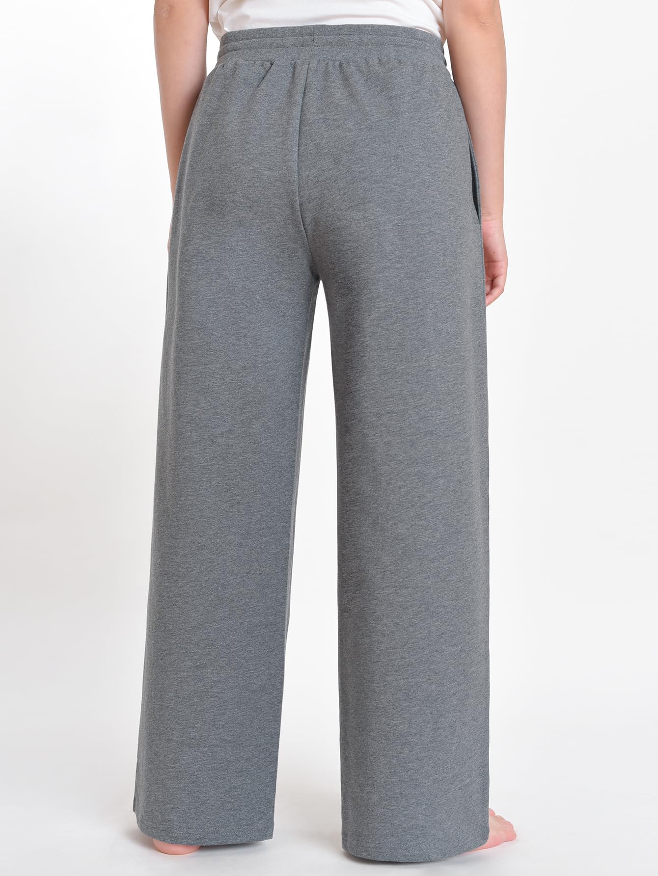 Pintage Women's Petite Wide Leg Sweatpants Petite Length Short M Granite Heather