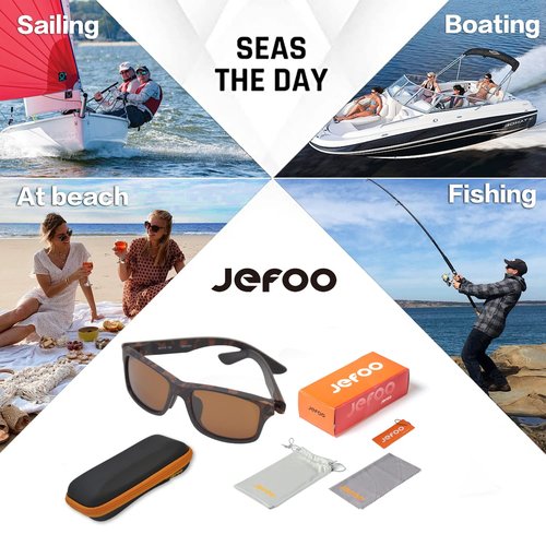 Jefoo Sports Polarized Sunglasses for Men Driving Cycling Fishing Sun Glasses UV400 Protection Floating Sunglasses