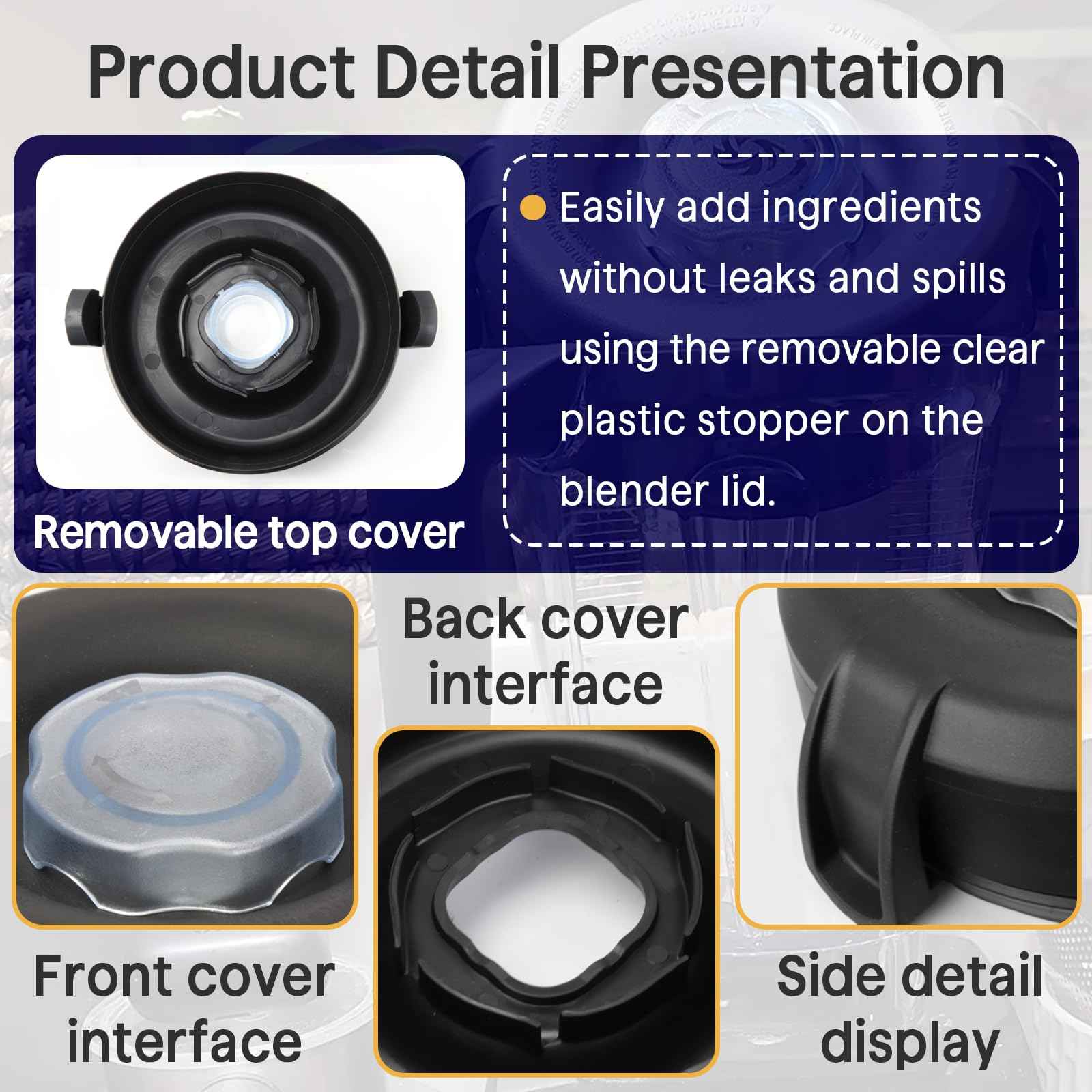 1 Pcs Replacement Lid for Vitamix Blender 64 Oz - Clear Lid Design - Fits for Vitamix 750 5200 5000 6300 7500 - For Vitamix Lid Replacement